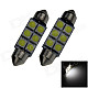 Festoon 39mm 1.2W 100lm 6 x SMD 5050 LED White Light Car Reading / Roof / Dome Lamp - (12V / 2 PCS)