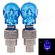 Skull Head Decorative Blue Light Bike / Car Wheel Tire Valve Caps Lamps - Silver (3 x L1131 / 2 PCS)