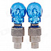 Skull Head Decorative Blue Light Bike / Car Wheel Tire Valve Caps Lamps - Silver (3 x L1131 / 2 PCS)