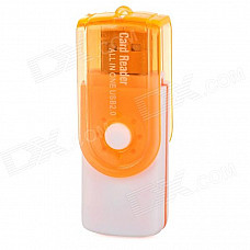 4-in-1 Rotate-to-open SD / TF / MS / M2 Car Reader - White + Orange (32G Max.)