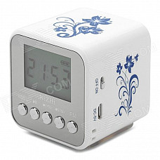 NIZHI TT-032 1.5" Screen 3W Mini MP3 Speaker w/ FM / USB / TF / Micro USB - Blue + White