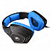 SADES A60 Wired Gaming Headset w/ Retractable Microphone&Glittering LED - Black + Blue (220cm-Cable)