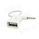 USB Female to 3.5mm AUX Audio Male Transmission Cable for Car CD Disk - White (13.5cm)