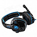 SADES SA-901 USB 2.0 Wired Headphones w/ Microphone - Black + Blue (307cm-Cable)