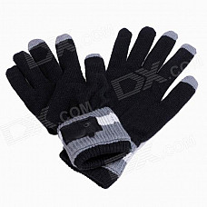 Chthi YMX-B2 Bluetooth Talking Warm Knitted Winter Gloves w/ Speaker for Cellphone - Black Grey