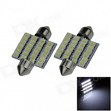 Festoon 36mm 2.4W 200lm 24 x SMD 1210 LED White Light Car Reading / Roof / Dome Lamp - (12V / 2 PCS)