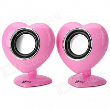 LANGJING L520 Heart Shape Style USB / 3.5mm Wired 2.0-CH Speaker - Pink