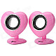 LANGJING L520 Heart Shape Style USB / 3.5mm Wired 2.0-CH Speaker - Pink