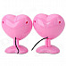 LANGJING L520 Heart Shape Style USB / 3.5mm Wired 2.0-CH Speaker - Pink