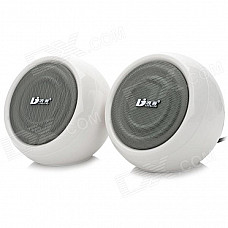 LANGJING LJ6301 USB / 3.5mm Wired 2.0-CH Speakers Set - White + Light Grey