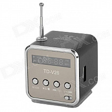 Multi-Functional Portable Media Player Speaker w/ TF / USB / FM - Black + Silver