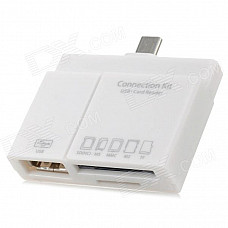 OT-3268 Micro USB USB 2.0 SD(HC) / MMC / MSTF / M2 Card Reader - White (32GB)