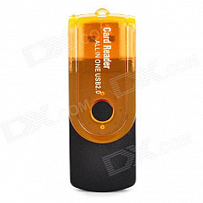 Portable 4-in-1 Card Reader w/ TF / Micro SD / M2 / MS / SD - Black + Orange (32G Max.)