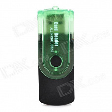 Portable 4-in-1 Card Reader w/ TF / Micro SD / M2 / MS / SD - Black + Green (32G Max.)