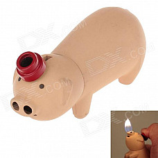 Creative Cute Pig Style Zinc Alloy Windproof Dual Flame Butane Lighter - Apricot