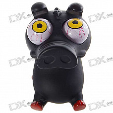 Funny Rolling Eyeballs Pop-out Piggy Silicone Stress Reliever Toy (Black)