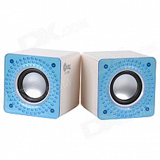 JEWAY JS5206 Mini USB Portable Music Speaker for PC / Laptop - White + Blue + Multi-Colored