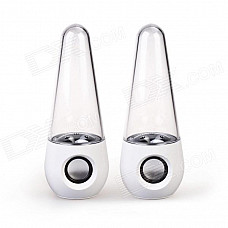 USB Powered Colorful LED Fountain Dancing Water Stereo Music Speakers w/ 3.5mm Audio In - White