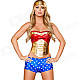 A200001 8735 Sexy 3 PCS Wonder Heroine Costume - Blue + Gold + Red