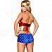 A200001 8735 Sexy 3 PCS Wonder Heroine Costume - Blue + Gold + Red