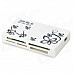 6-IN-1 Mini USB2.0 Card Reader - White + Black