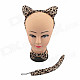 Sexy Leopard Pattern Costume Headband Ears Bow Tie Tail Set - Yellow + Leopard