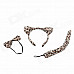 Sexy Leopard Pattern Costume Headband Ears Bow Tie Tail Set - Yellow + Leopard