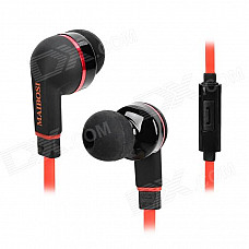 MAIBOSI MA-513 Stylish In-Ear Flat Cable Earphones w/ Microphone - Black + Red (3.5mm Plug / 124cm)