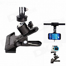 Clamp Mount Holder for Flash Lamp / Cell Phone / Camera / DV / GoPro Hero 4/2 / 3 / 3+ - Black