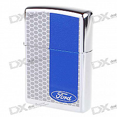 Genuine Zippo Copper Oil Lighter - Ford (Silver + Blue)