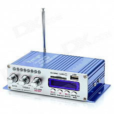 Kentiger TZ-502 160W 2-CH Hi-Fi MP3 Amplifier w/ FM / SD / USB for Car / Motorcycle - Blue + Silver