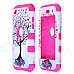 Love Heart Tree Style Protective Silicone Case for IPOD Touch 4 - Dark Pink + White