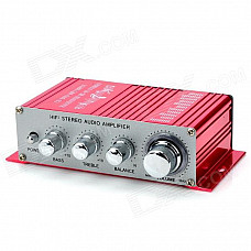 Kentiger TZ-2002 2-Channel Hi-Fi Car Stereo Audio Amplifier w/ MP3 / DVD / VCD Input - Red + Silver