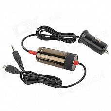 1101A 3.5mm Plug Car MP3 FM Transmitter / Charger w/ USB 2.0 / Micro USB for Cellphones - Black