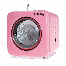 L-908RS Portable MP3 Player Speaker w/ FM / SD / TF / USB / Multi-Color LED - Pink