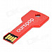 OURSPOP Key Style Hot Swapping USB 2.0 Flash Drive - Red (8GB)