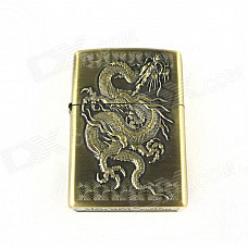 Retro Chinese Dragon Pattern Lighter - Antique Brass