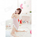 B04 Cute Sexy See-through Bunny Costume Wear Set - White + Light Pink (4 PCS)