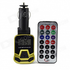 1.1" LCD Wireless FM Transmitting Car MP3 Player w/ TF / USB / SD + Remote Control - Golden + Black