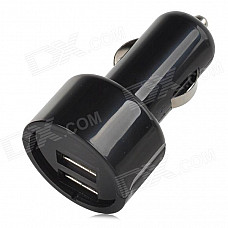 SJ-CAR-USB2 Dual-USB Car Cigarette Lighter Power Adapter w/ LED Voltage Display - Black