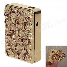 1917 Aluminum Alloy Skull USB Rechargeable Lighter - Golden + Red (5V)