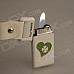 6530 Four Leaves Zinc Alloy Gas Lighter w/ Keyring - White