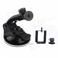 Suction Cup Mount + Tripod Adapter + Phone Clip For IPHONE / Samsung / GoPro Hero 4 / 2 / 3 / 3+