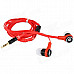 610 Flat Cable Universal In-Ear Earphones for Cellphone / Tablet PC - Red (3.5mm Plug / 120cm-Cable)