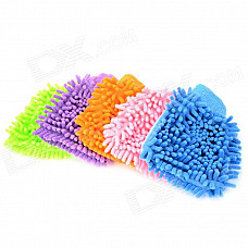 LIT Chenille Fiber Single-side Car Washing Glove - Blue + Pink + Multi-Colored (5 PCS)