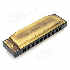 Swan SW1020-8 Copper + Stainless Steel + Plastic 10-Hole C-Tune Harmonica - Bronze + Black