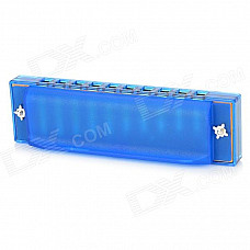 Swan SW1020-2 Aluminum + ABS 10-Hole C-Tune Harmonica - Blue + Silver + Multicolored