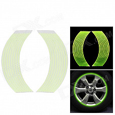 18'' Motorcycle Steel Tyre Reflective Glow-in-the-dark Sticker - Fluorecent Green