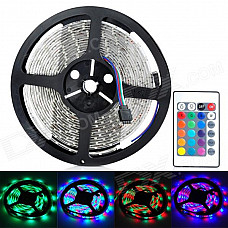 Waterproof 12W 900lm 300 x SMD 3528 LED RGB Flexible Light Strip w/ 24-Key Controller (DC 12V / 5M)