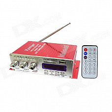 Kinrener HY502 160W 2-CH Hi-Fi Amplifier MP3 Player w/ FM / SD / USB for Car / Motorcycle - Red